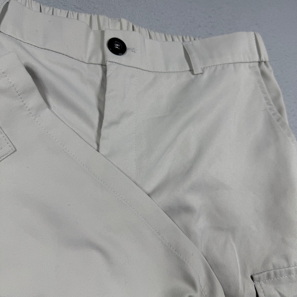 Mens Tan Khaki Cargo Shorts Elastic Waist Utility Pockets Casual Outdoor